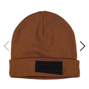 Molo Rust Knit Beanie with Black Patch